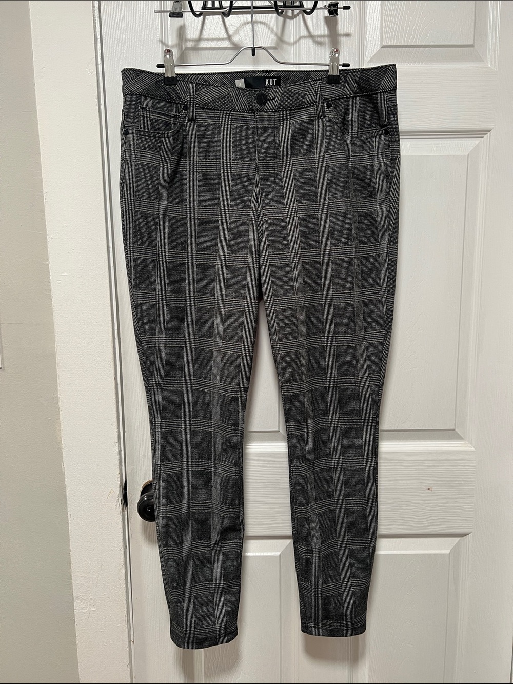 Kut from the Kloth “MIA” Charcoal Plaid Skinny Jeans